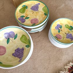 Caleca “Frutta” Italian Hand Painted Plates and Bowls