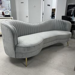 Grey Velvet Gold Sofa 