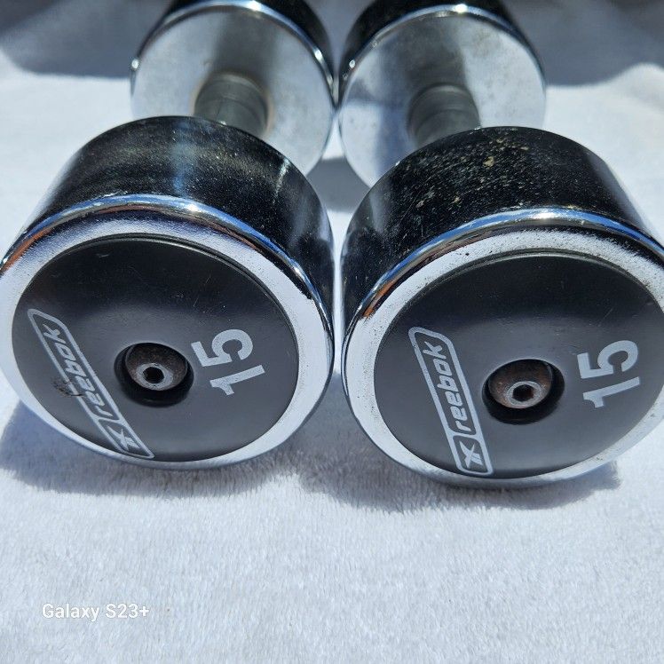 Vintage Chrome Reebok 15 Lb Wts -