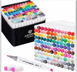 120 Colors Alcohol Markers, Dual Tips Alcohol-Based Art Markers for Artists and Adults in Coloring, Painting (Fine & Broad