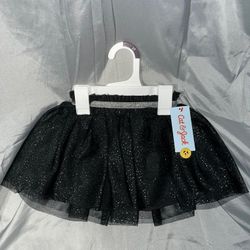 NWT Toddler Girls 2T CAT & JACK Black Silver Glitter Tutu - Skirt 