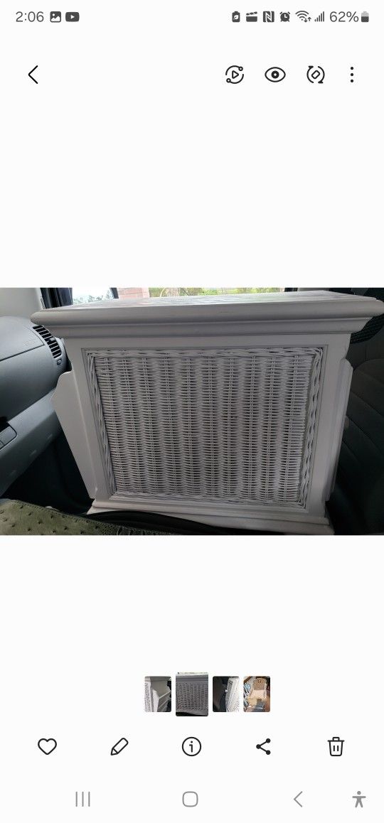 White Wood / Wicker Table Storage/mag Holder