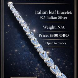 Mens Italian Leaf Design Bracelet "925 Silver"