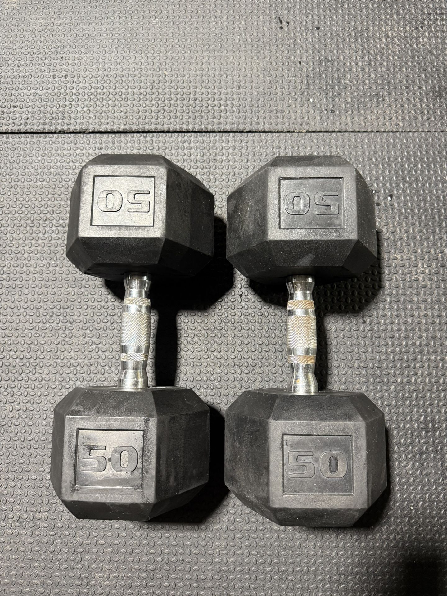 Set of 50 Lb Hex Dumbbells