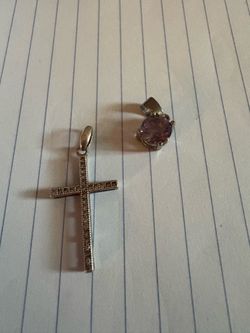 Cross and amethyst charms