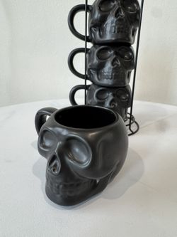 Skull Mug Set (4 pcs + stand)