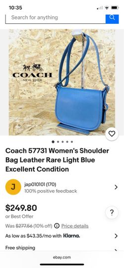 Coach New York Light Blue Leather Shoulder Bag