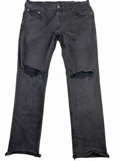 Mens American Eagle Painted Distressed Knee Holes Jeans 38x32