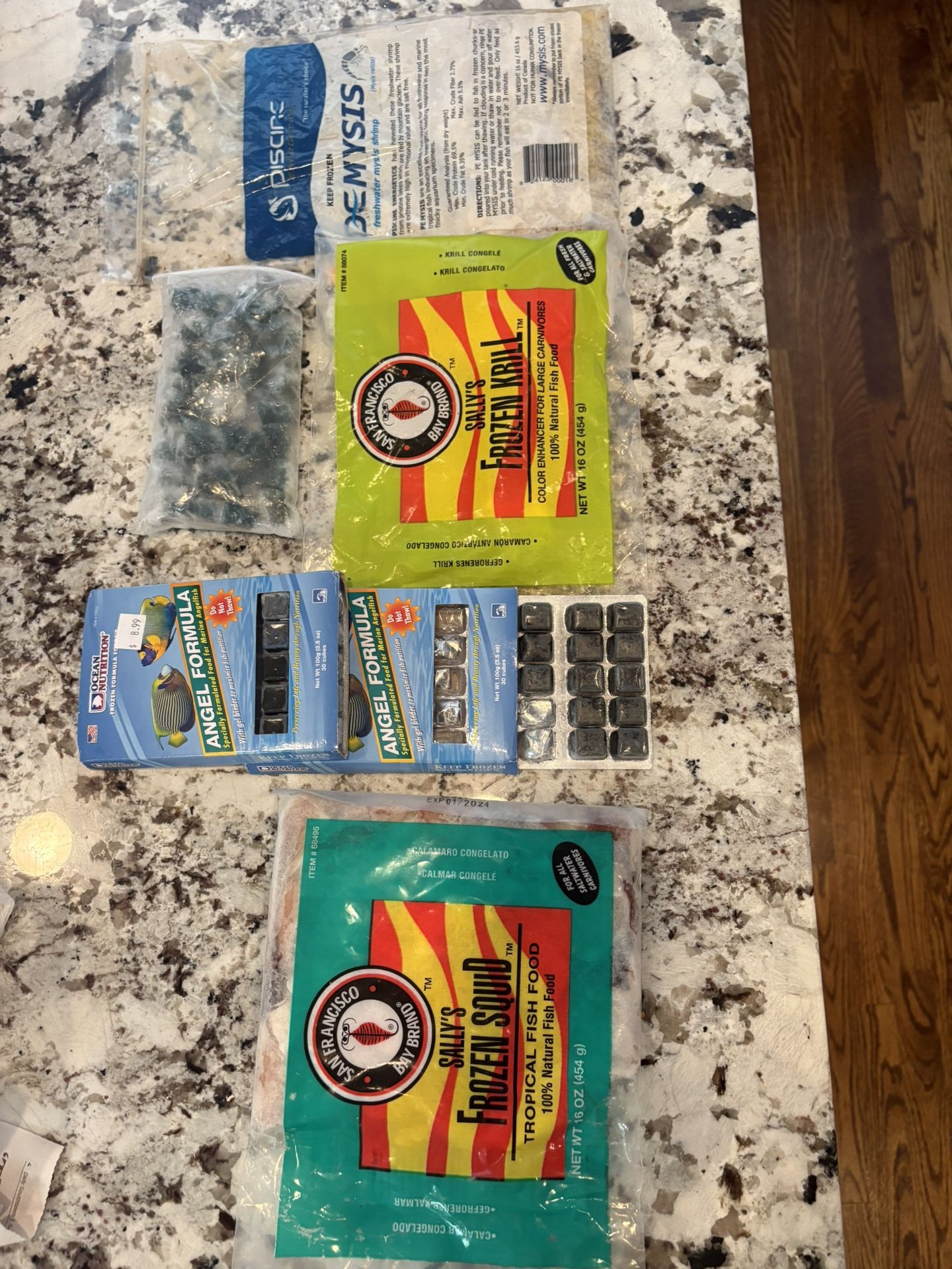 Fish food, frozen for saltwater fish