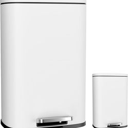 13.2+1.3 Gallon Step Trash Can, Stainless Steel Garbage Bin, Soft-Close Rubbish Bin with Removable Plastic Inner Bucket, Fingerprint-Proof, Lid Dustbi