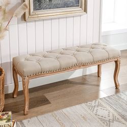 Linen Ottoman Bench 