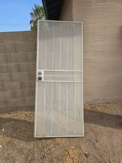 White saftey screen door