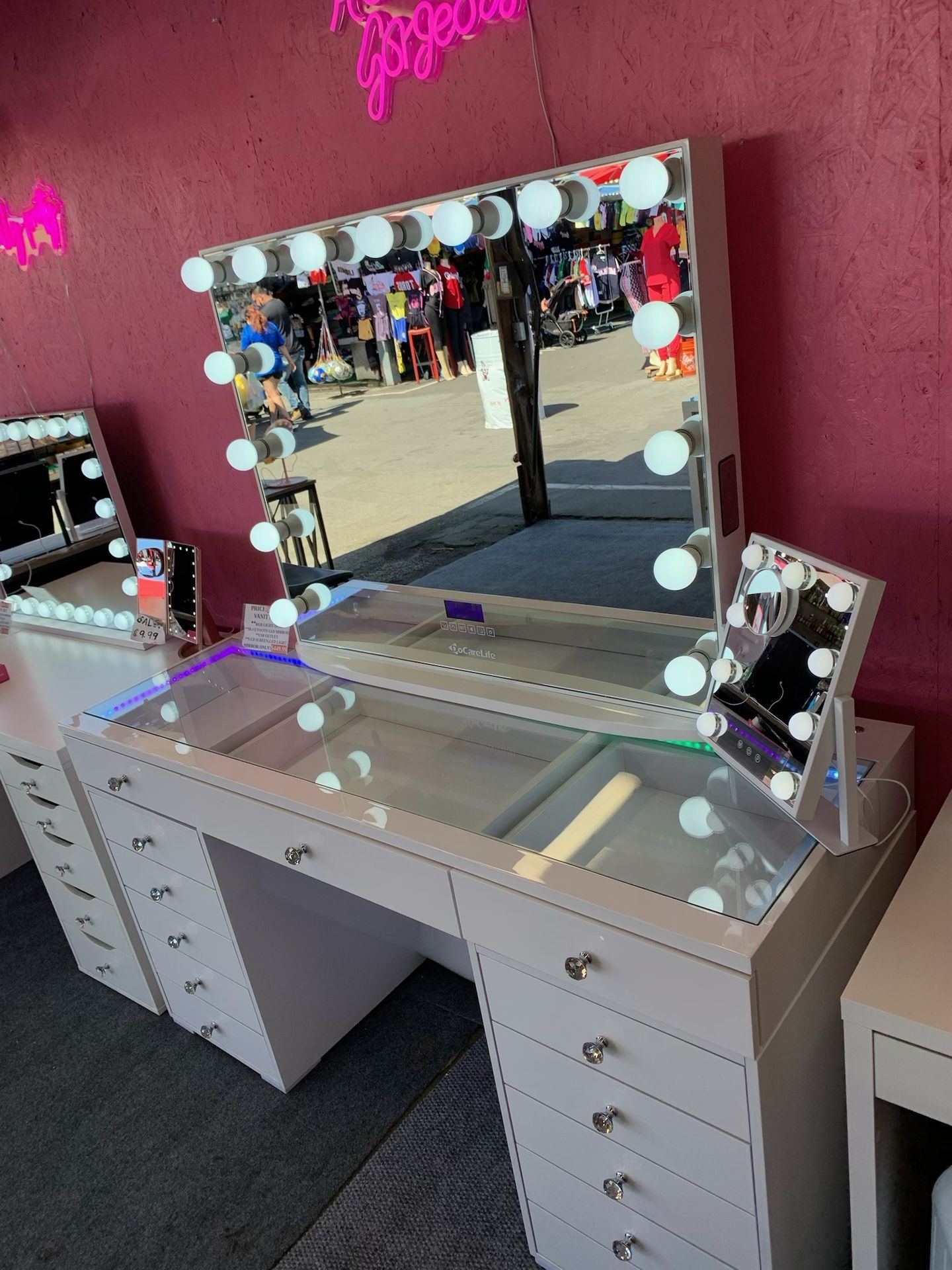 Sale!Sale!Sale !Brand New vanity Sets With Lighted 13 Drawers Desk And Big Bluetooth Led mirror,2 Left