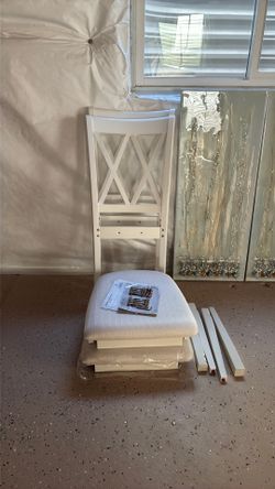 2 brand new chairs white with warm white cushions