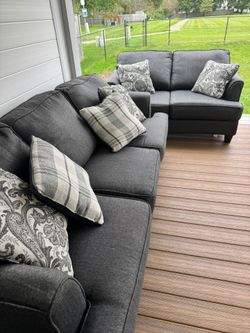 Dark Gray Fabric Sofa and Loveseat Set