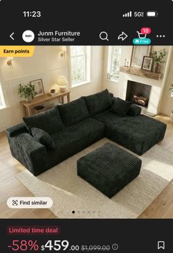 Oversized Chaise Lounge Sofa 106" Cloud Sectional Couch with L-Shape Chaise, Upholstered Couches for Living Room Bedroom, No Assembly Required，Modular