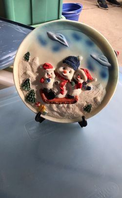 Snowman plate with stand