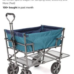 MacSports Double Decker Wagons Carts Heavy Duty Foldable Outdoor Collapsible Cart Portable Lightweight Utility Cart