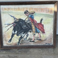 Vintage Matador With Bull