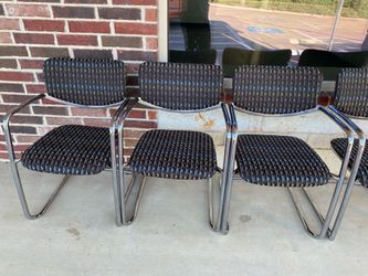 Lot Of 6 - Haworth Zody 21” Tall Stationary Stackable Chrome Chairs, SZG-22-1S