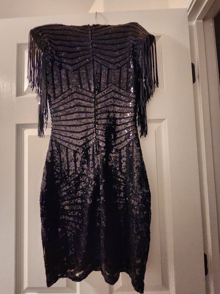 Black Sequined Cocktail Dress