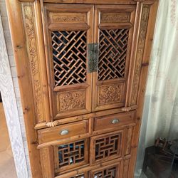 Asian chicken coop wood storage chest display art home furniture vintage antique 