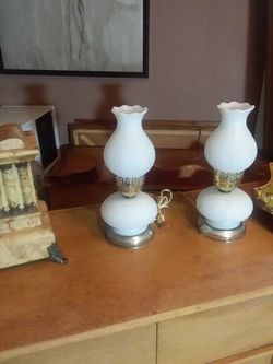 Antique Milk glass lamps