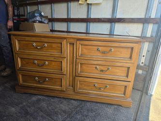 Drexel Mid-Century Mahogany lowboy Dresser with Matching Mirror - Vintage