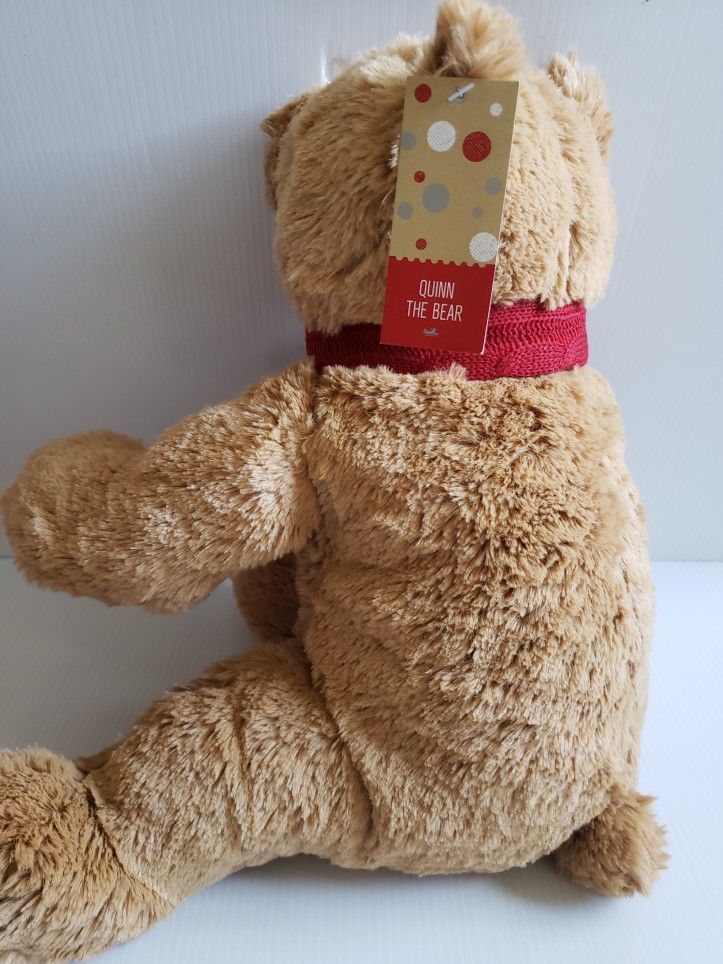 Quinn The Bear Teddy Bear Quinn Brown Plush Bear With Scarf. Condition is Used With Tags 20"
