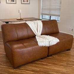 Like NEW Brown Leather Sofa/Couch/Loveseat