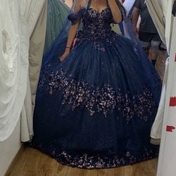 Navy blue quinceañera dress