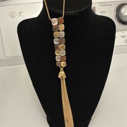 Long Neclace With Copper/silver/gold Tones