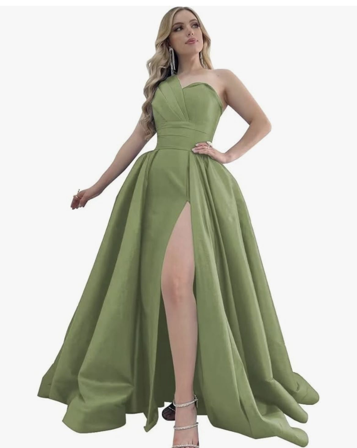 One Shoulder Satin Gown