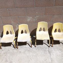 Vintage Yellow Resin Plastic School Chair