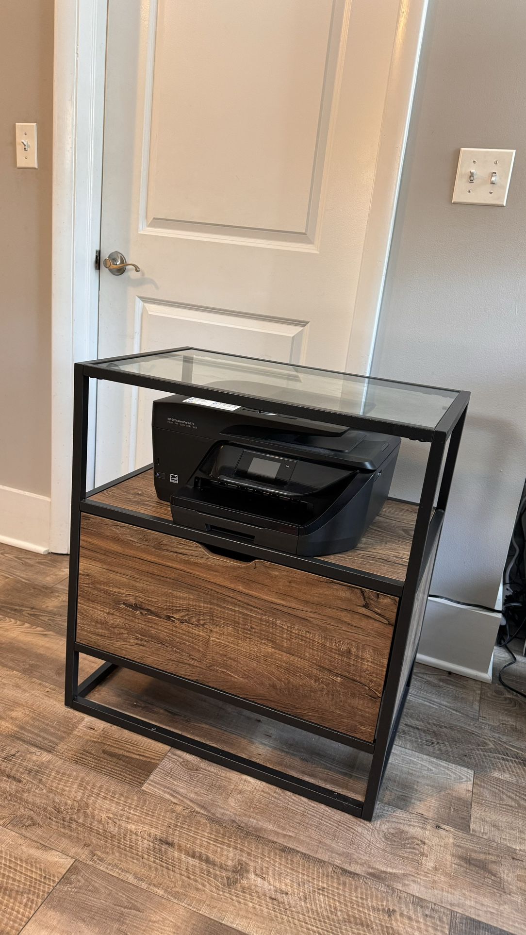 Printer Stand With Storage and Glass Top