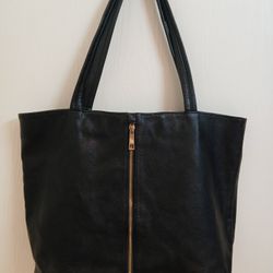 Poverty Flats Faux Pebbled Leather Zip Front Tote. 