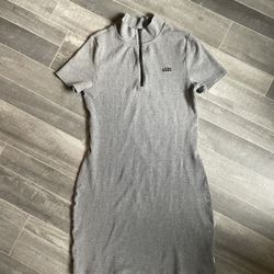 Vans Skater Dress Womens Large Gray Ribbed Short Sleeve A-Line Babydoll