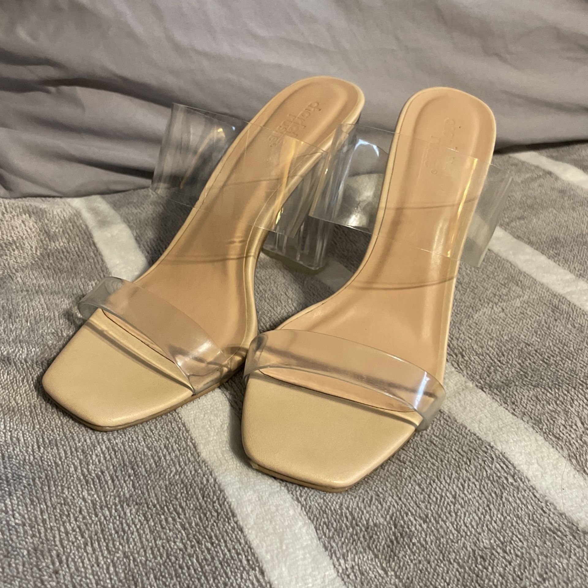 Nude Clear Strap Heels