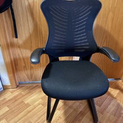 Mesh Sled Base Side Reception Chair with Flip-Up Arms - Black Mesh