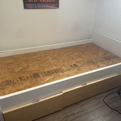 NEED GONE! White/Light Wood Twin Bed with Storage