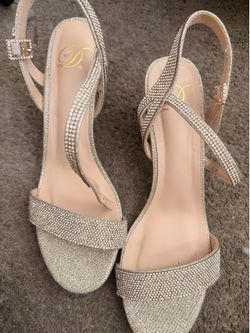 Gold Rhinestone Block Heels