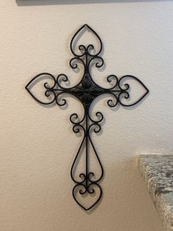 Large Decorative Wrought Iron Wall Cross