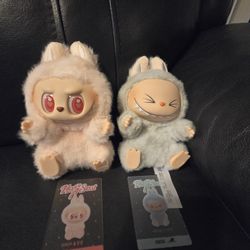 Lot Of 2 Labubu Have A Seat Dada And HEHE plush Toy Keychain 
