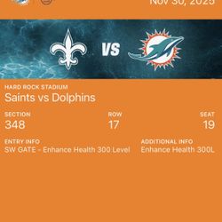 Dolphins vs Saints Seats & Parking NOV 30 2025