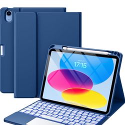 Compatible for iPad 11th 10th Generation Case with Keyboard, Folio Cover with Pencil Holder