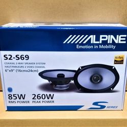 🚨 No Credit Needed 🚨 Alpine Next Generation S Series Car Speakers 6"x9" 2-Way Coaxial Speaker Set 260 Watts S2-S69 🚨 Payment Options Available 🚨