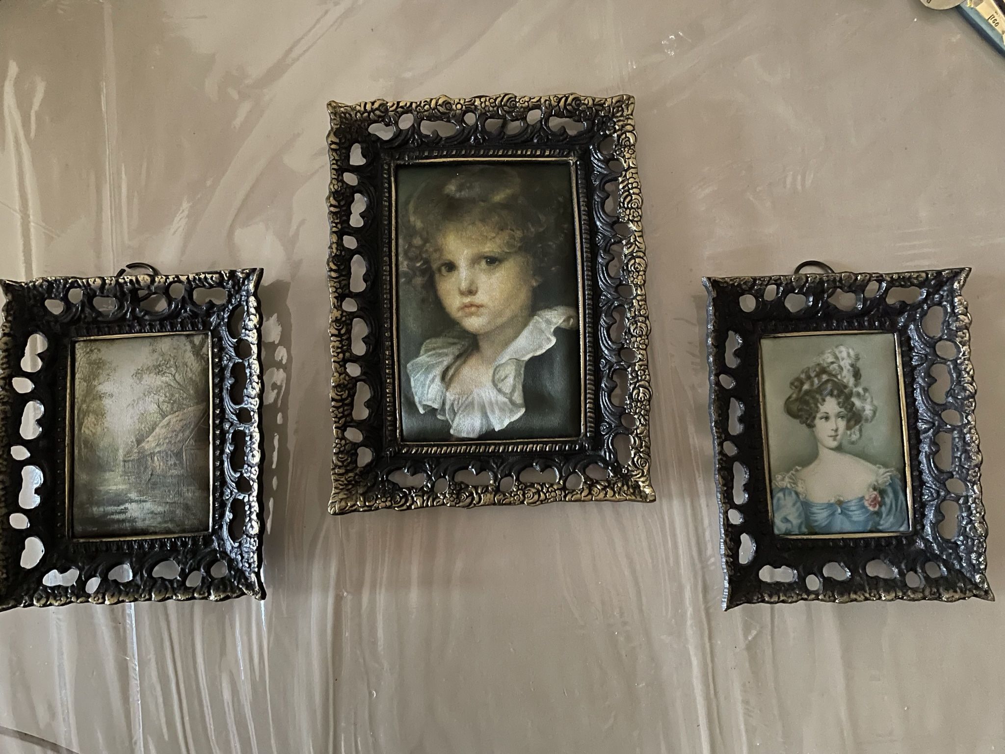 Wall Silkscreen printing in bronze frames.(Set of 3 pcs).