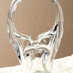 Vintage Murano Art Glass Basket Split Handled Hand Blown Ash Tray/Candy Dish