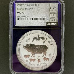 💎 FOR SALE: 2019 Australia "Year of the Pig" – NGC MS 70 (BERT Label) 💎