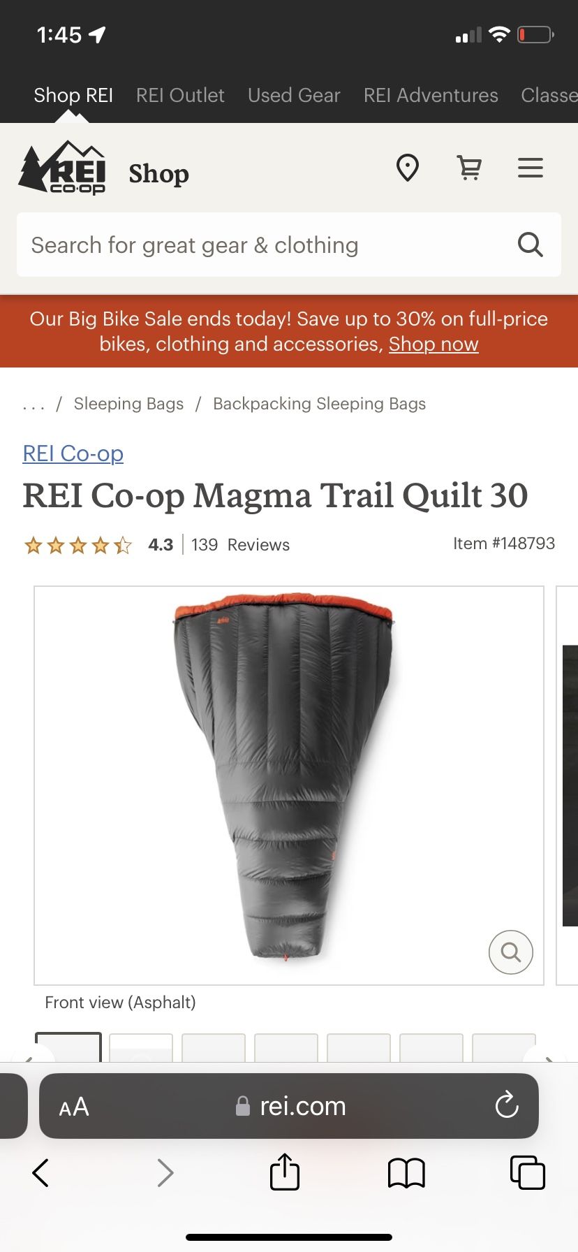 ReI Siesta 30 Sleeping Bag
